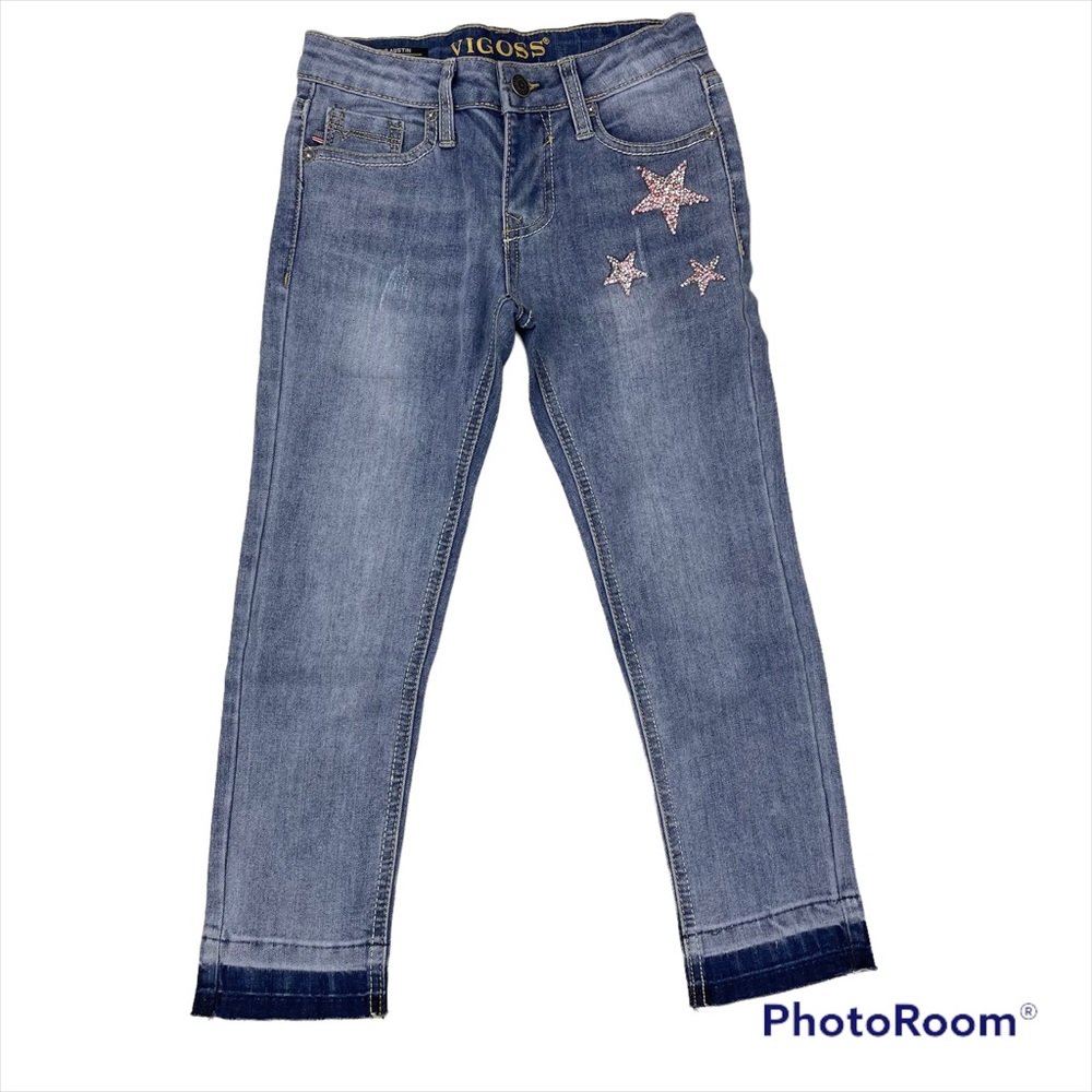 Vigoss The Austin Ankle Skinny Jeans Pink Silver Stars